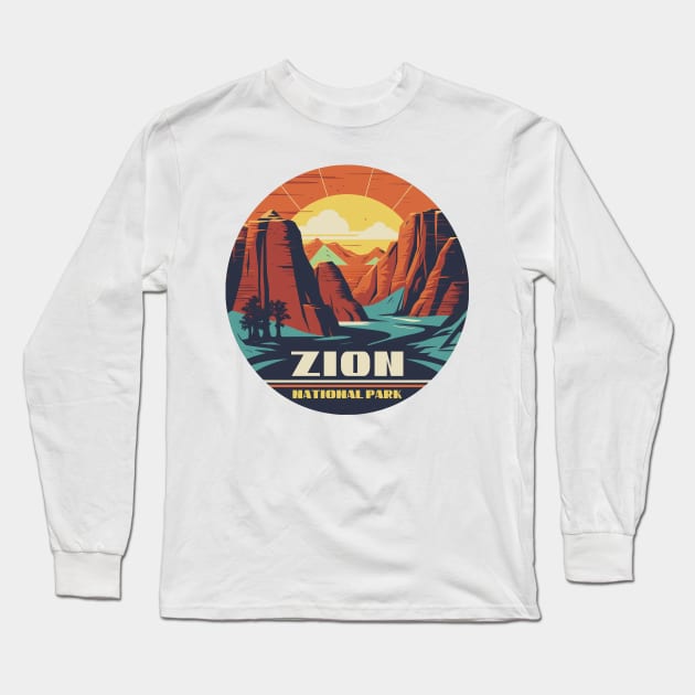 Zion National Park Long Sleeve T-Shirt by GreenMary Design